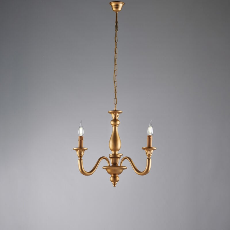 Bonetti Illumina - Lucca Lustre antique en bois doré 3 lumières 108 d.41 BL271-3-OR