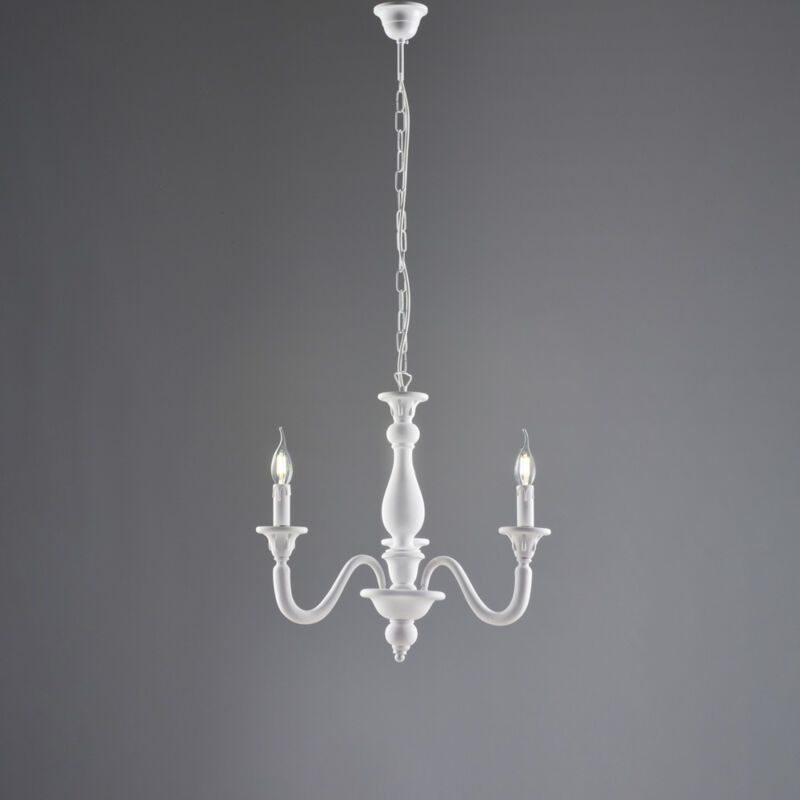 Bonetti Illumina - Lucca Lustre Shabby en bois blanc 3 lumières 108 d.41 BL271-3-BCO Bonetti Illumina - Lucca Lustre Shabby en bois blanc 3 lumières 108 d.41 BL271-3-BCO
