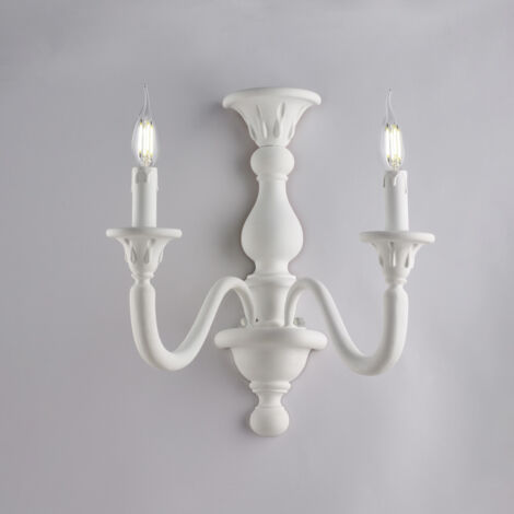 Lucca - Shabby weiße Holzwandleuchte 2 Lichter .35 - P.21 - BL271-AP2-BCO
