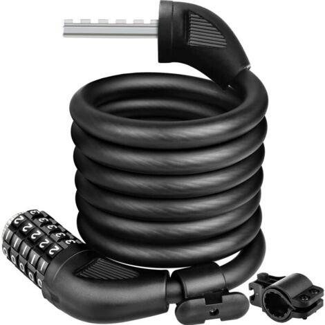 Lucchetto a cavo per bici - Lucchetto a combinazione ad alta sicurezza per bici, 1500 mm x 12 mm di lunghezza, cavo robusto con combinazione a 5 cifre. Accessori per biciclette, motociclette, porte, c