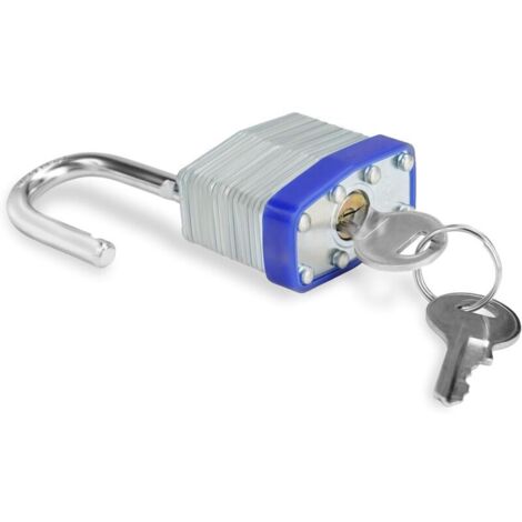 Lucchetto a chiave in acciaio laminato resistente con 3 chiavi - Arco da 6 mm - 6,5 x 4,3 x 2,5 cm - Lucchetto per interni/esterni resistente alle intemperie per garage e armadietti