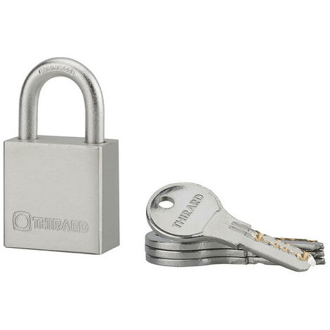 Lucchetto a chiave Rinox, 40 mm, acciaio inossidabile, esterno, arco in acciaio INOX, 4 chiavi - THIRARD