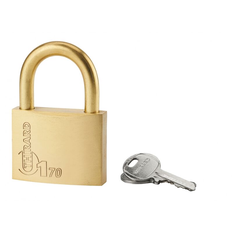 Image of Thirard - Lucchetto a chiave Tipo 1, ottone, esterno, arco in ottone, 70mm, 2 chiavi