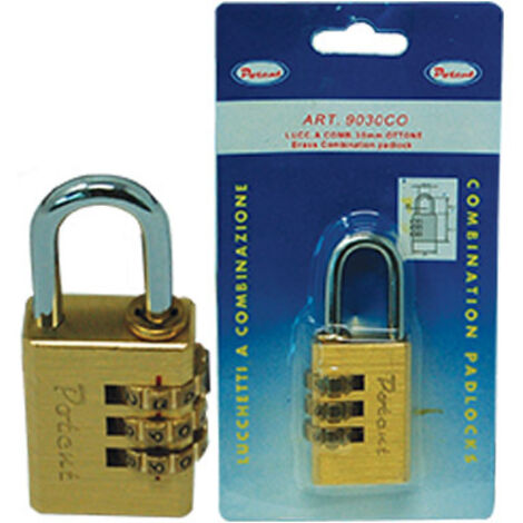 LUCCHETTO A COMBINAZIONE 9000 POTENT - OTTONE ARCO CROMATO MM 40 - 1 pezzo