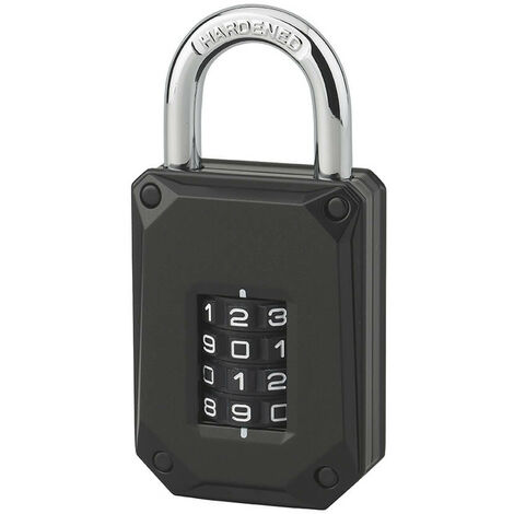 Lucchetto a combinazione Code-X, 4 cifre, interno, arco in acciaio, 45mm, nero - THIRARD