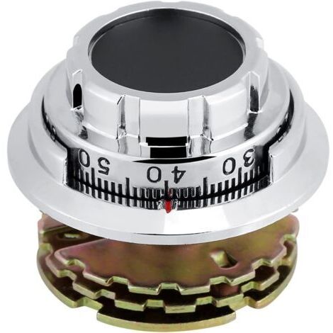 Lucchetto a combinazione in metallo resistente e antifurto con codice a disco, ideale per casseforti, gioielli e armadietti, diametro 6,6 cm, finitura cromata.