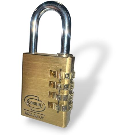 Lucchetto a combinazione in ottone e acciaio Kombo Corbin PL020 - 20 mm.