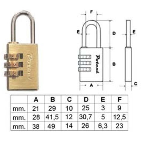 LUCCHETTO A COMBINAZIONE- - mm.30 - 3 combinatori (9030CO) - 2 pezzi POTENT