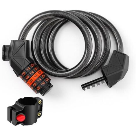 Lucchetto a combinazione per bicicletta - 120 cm - Catena antifurto - Cavo antifurto - Gancio di bloccaggio fisso - Accessori per bicicletta - Maggiore sicurezza antifurto