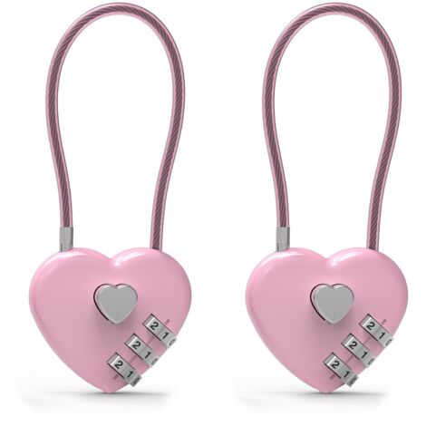 Lucchetto a combinazione piccolo per armadietto, lucchetto a cavo con codice, lucchetto a combinazione rosa, per bagagli, valigia, armadietto per palestra, zaino, guardaroba, scatola, recinzione, barr