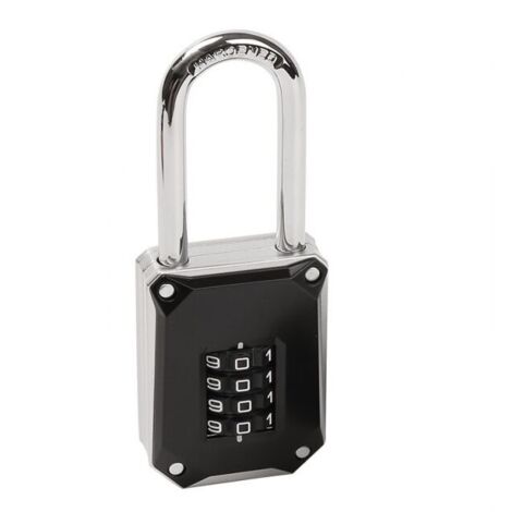 Lucchetto a combinazione resistente nero, lucchetto a U lungo 57 mm, lucchetto a 4 cifre con grandi numeri bianchi e copertura anti-reset, lucchetto per palestra