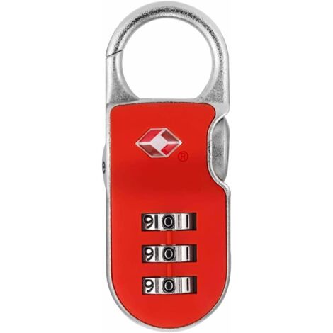 LUCCHETTO AD ARCO A COMBINAZIONE VALIGE CON DISPOSITIVO  TSA  YTP2 - mm.26 rosso