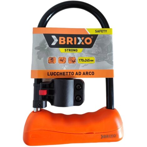 Lucchetto ad arco moto Strong 170×245 mm acciaio Ø 13 mm con 2 chiavi - Brixo