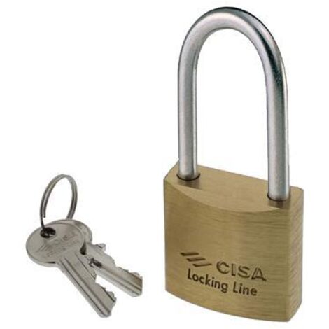 LUCCHETTO ARCO LUNGO LOCKING-LINE POP 20011 CISA - OTTONE ARCO CROMATO CHIAVI 3 MM 50 - 6 pezzi