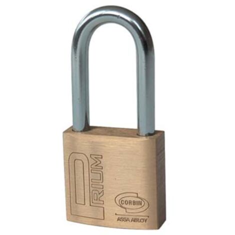 Lucchetto arco lungo prium corbin ottone arco cromato chiavi 2 mm 50x80 (6 pezzi) Corbin