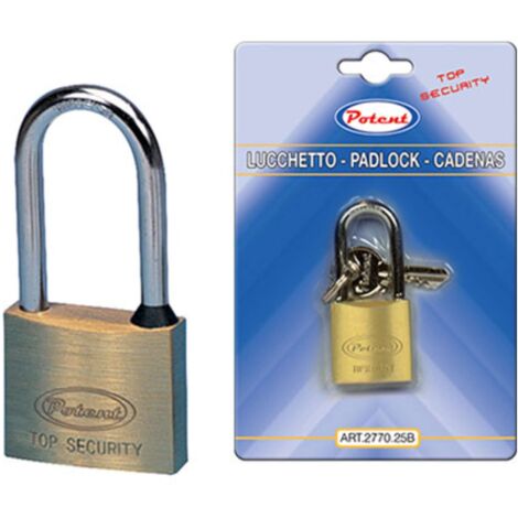 LUCCHETTO ARCO MEDIO 2700B POTENT - OTTONE ARCO CROMATO CHIAVI 2 MM 50 - 6 pezzi