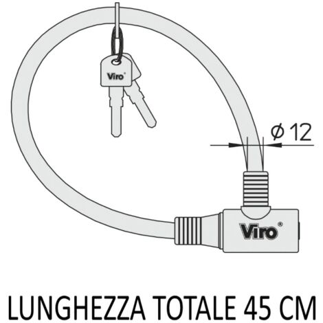LUCCHETTO BICI "ELBA CAVO DIAMETRO 12 MM E CHIAVE DI SICUREZZA
