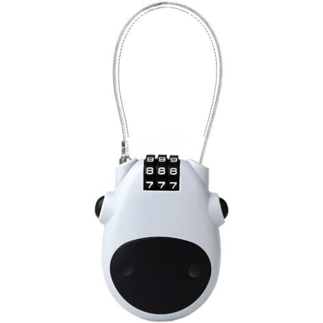 Lucchetto con cavo retrattile - Combinazione a 4 cifre con cavo in acciaio da 80 cm per bicicletta, casco da moto, bagagli, valigie, sci e passeggino - Soluzione di sicurezza leggera e portatile (bian