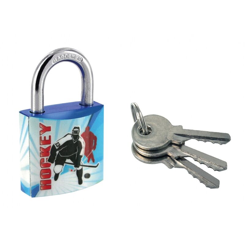 Image of Lucchetto Palestra Sport Hockey, acciaio, interno, arco in acciaio, 30mm, 3 chiavi - THIRARD