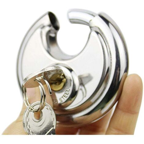 Lucchetto con chiave per esterni, [impermeabile] [resistente al taglio] Lucchetto a disco in acciaio inossidabile resistente alle intemperie da 70 mm con archetto da 9,5 mm per magazzino e container