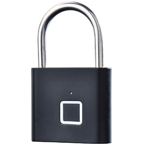Lucchetto con impronta digitale KZQ, lucchetto intelligente, armadietti per armadietti, lucchetto intelligente ricaricabile tramite USB, ideale per armadietti da palestra, scuola, sport, deposito (ner