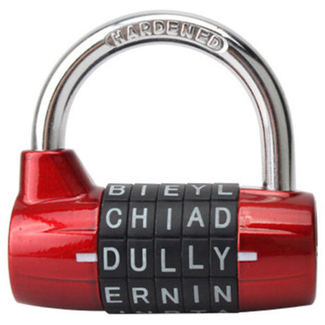 Lucchetto con password per armadietto di sicurezza per palestra KZQ Heavy Duty, 5 lettere (rosso)