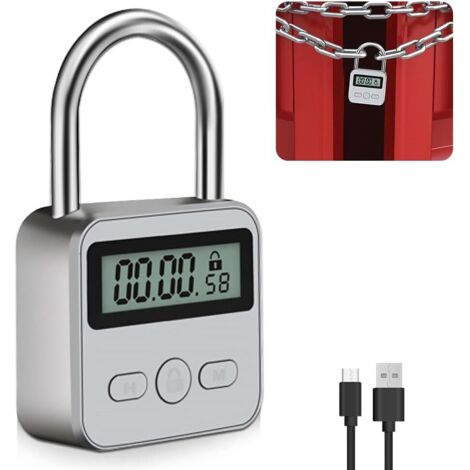 Lucchetto con timer digitale e schermo LCD - Lucchetto di sicurezza ricaricabile tramite USB per prevenire cattive abitudini