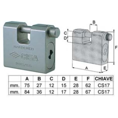 cisa 28550 lucchetto corazzato antiscasso 75mm