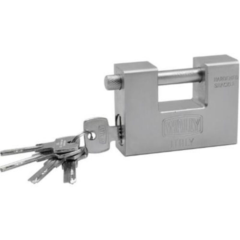 Wally Lucchetto Acciaio Monoblocco Antiscasso 84mm Acciaio Cementat...