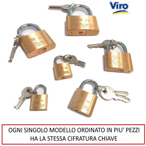 LUCCHETTO FAI BY VIRO CON STESSA CIFRATURA DI CHIAVE  MISURE CORPO 30 MM X 28 MM  -  LUCE ARCO 17 MM X 15 MM