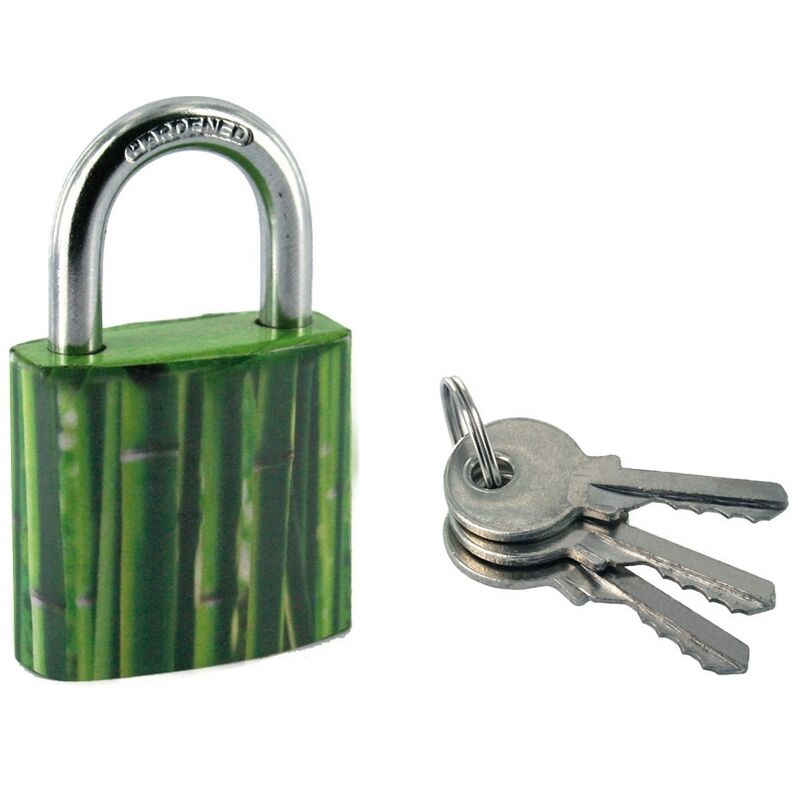 Image of Thirard - Lucchetto Green Idea Bamboo, acciaio, interno, arco in acciaio, 30mm, 2 chiavi