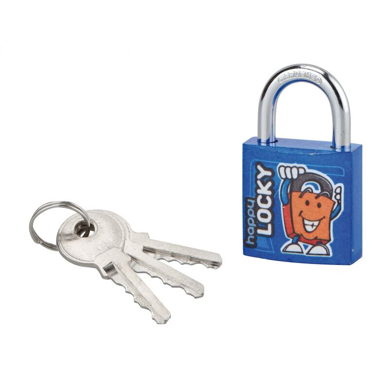 Image of Lucchetto Happy Lock, acciaio, interno, arco in acciaio, 30mm, blu, 3 chiavi - THIRARD