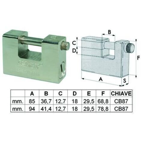 LUCCHETTO IN ACCIAIO MONOBLOCCO A UNA BOCCA con 5 chiavi a 12 spine  FER 146869