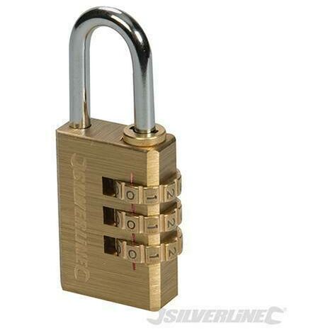 Lucchetto in ottone con solido corpo in acciaio combinazione a 3 cifre silverline