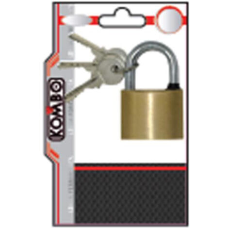KOMBO Lucchetto in Ottone da 20mm Gancio in Acciaio Inox 3 Chiavi Allegate