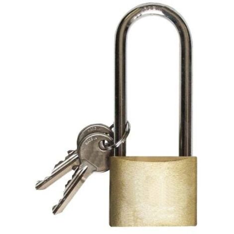 Lucchetto in ottone tipo pesante arco lungo con chiave riproducibile - Larghezza: 50,00 mm