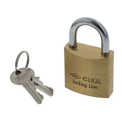 LUCCHETTO LOCKING-LINE POP 20010 CISA - OTTONE ARCO CROMATO CHIAVI 3 MM 25 - 12 pezzi