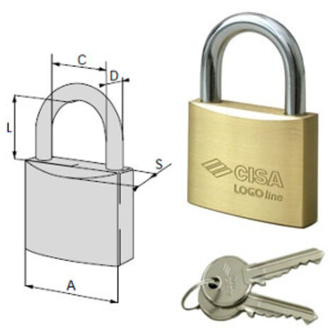Lucchetto logo ottone arco normale 21010 - Specifiche: mm 30 KA (art.21010300KA) - 12 pz