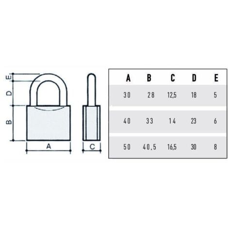 LUCCHETTO OCEAN 2700MB POTENT - OTTONE ARCO ACCIAIO INOX CHIAVI 2 MM 40 - 2 pezzi