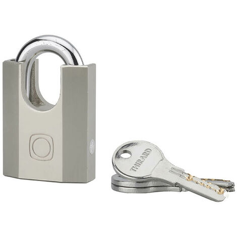 Lucchetto Octo-P, acciaio, guardia alta, arco in acciaio, 50 mm, per esterno, cantieri, 3 chiavi - THIRARD