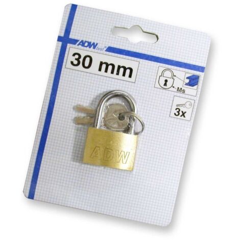 LUCCHETTO OTTONATO 30MM 3 CHIAVI SET 5 PEZZI - MASIDEF