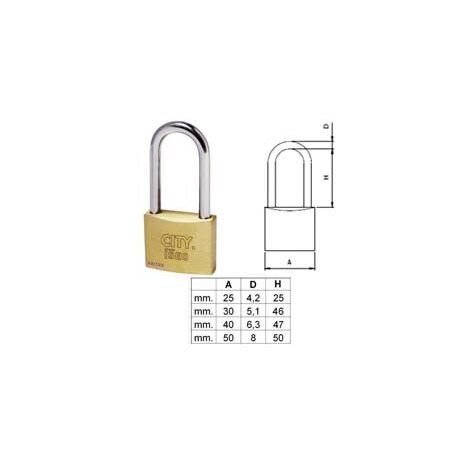 LUCCHETTO OTTONE ARCO LUNGO ADITUS CITY P700- - mm.30 KA (P70030467.K1) - 10 pezzi ISEO