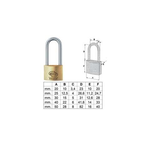 Lucchetto ottone arco lungo prium cifratura unica ka pl112 - mm.40 (pl1124000011000) 6 pezzi Corbin
