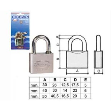 LUCCHETTO OTTONE ARCO NORMALE OCEAN 2700M IN BLISTER- - mm.30 (2730MB) - 3 pezzi POTENT