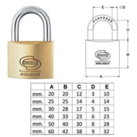 Lucchetto ottone arco normale prium cifratura unica ka pl110 - mm.40 (pl1104000011000) 12 pezzi Corbin