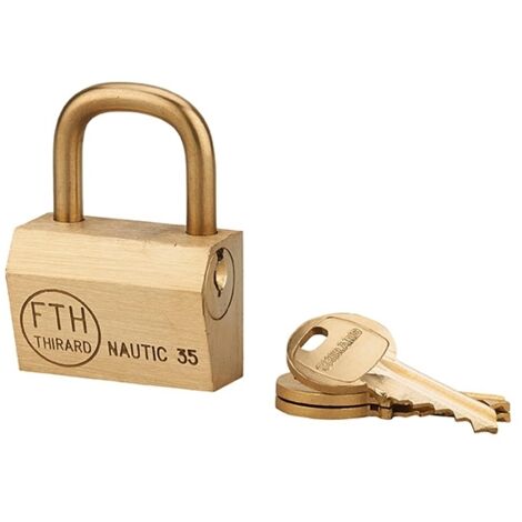 Lucchetto Ottone Nautic 35mm, 3 chiavi, anticorrosione, waterproof, uso esterno arco ottone - THIRARD