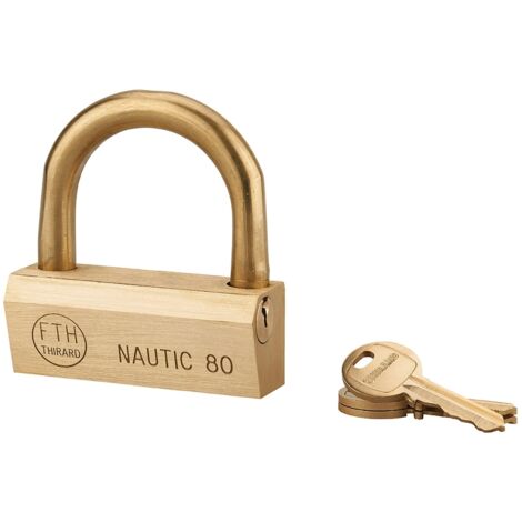 Lucchetto Ottone Nautic 80mm, 3 chiavi, anticorrosione, waterproof, uso esterno arco ottone - THIRARD