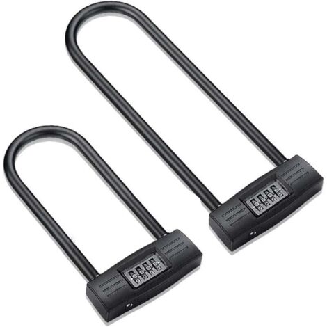 Lucchetto per bicicletta a forma di U con combinazione KZQ, lucchetto per bicicletta con password a combinazione a 4 cifre, nessuna chiave richiesta, lucchetto di sicurezza antifurto per biciclette, m
