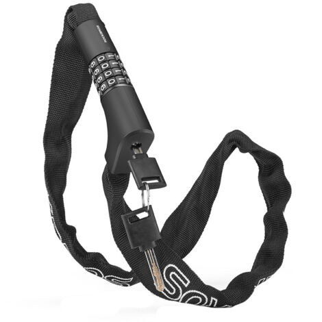 Lucchetto per bicicletta con due lucchetti, combinazione e chiave, 0,95 m - nero