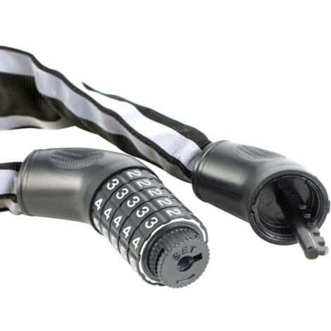 Lucchetto per bicicletta CSPARCV - Lucchetto per bici - Lucchetto a combinazione - Lucchetto a catena - Lucchetto ad alta sicurezza - Con strisce riflettenti (nero)